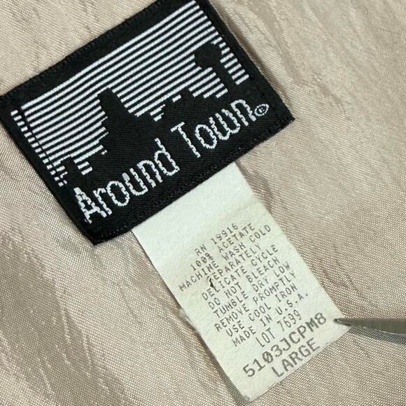 VTG 90s Around Town Shimmery Ivory & Blue & Purple Floral Embroidered Vest L - Picture 8 of 8